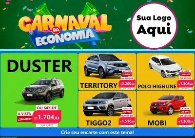Modelo de Encarte para Encarte A4 Horizontal com o tema Carnaval da Economia para Concessionaria de Carros