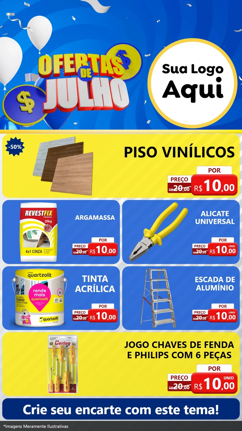 Modelo de TV para TV Vertical com o tema Ofertas de Julho para Material para Construção