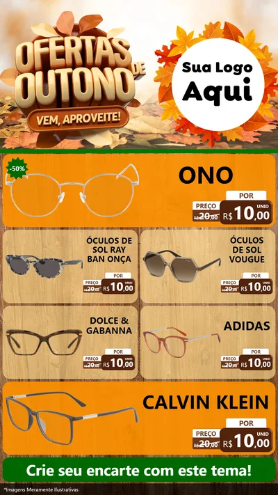 Modelo de TV para TV Vertical com o tema Ofertas de Outono - Vem, Aproveite! para Óticas