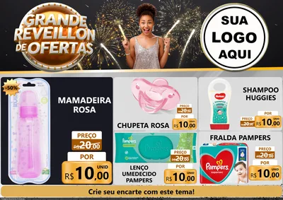 Modelo de Encarte para Encarte A4 Horizontal com o tema Grande Réveillon de Ofertas para Bebês