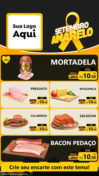 Modelo de TV para TV Vertical com o tema Setembro Amarelo para Frios e Laticínios