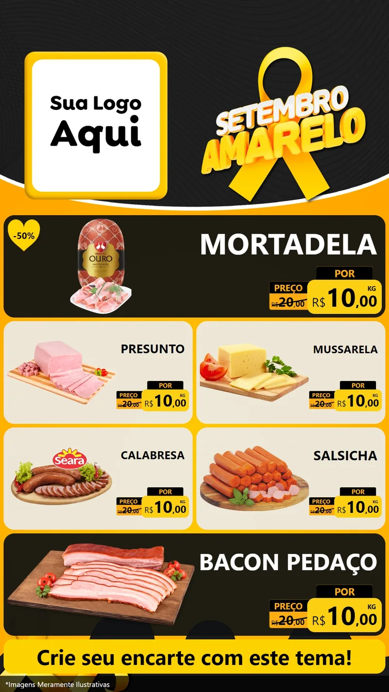 Modelo de TV para TV Vertical com o tema Setembro Amarelo para Frios e Laticínios
