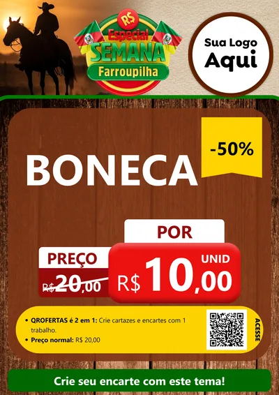 Modelo de Cartaz para Cartaz A4 Vertical com o tema Especial Semana Farroupilha para Brinquedos