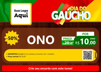 Modelo de Cartaz para Cartaz A4 Horizontal com o tema Dia do Gaúcho para Óticas