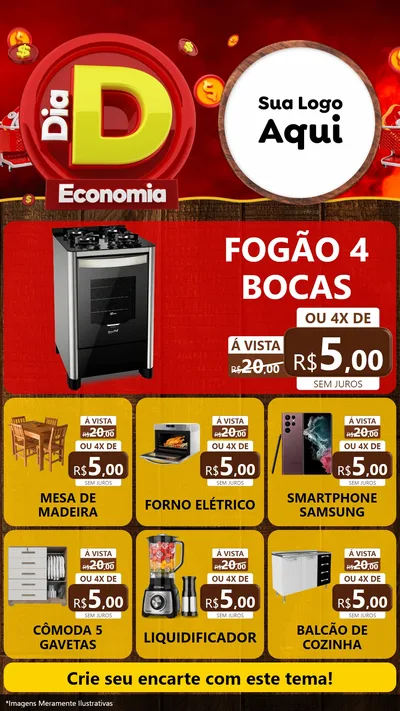 Modelo de Rede Social para Stories com o tema Dia D Economia para Móveis e Eletro