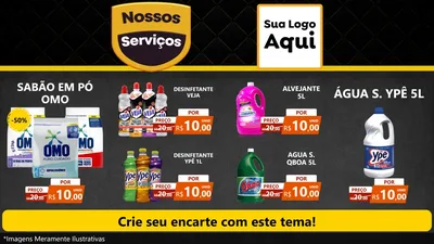 Modelo de TV para TV Horizontal com o tema Nossos Serviços para Produtos de Limpeza