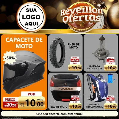 Modelo de Rede Social para Feed Facebook com o tema Réveillon de Ofertas para Moto peças