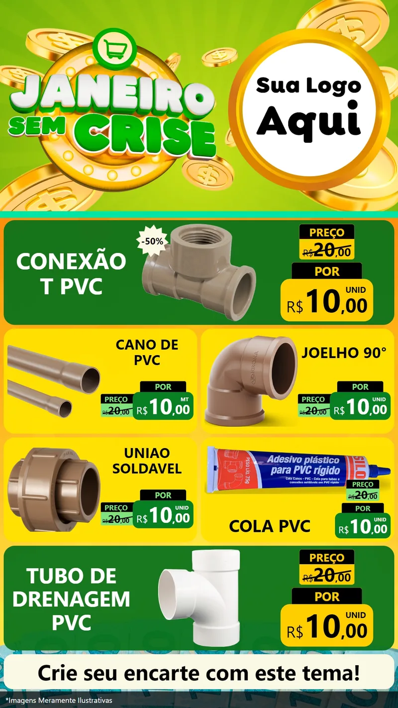Modelo de TV para TV Vertical com o tema Janeiro Sem Crise para Tubos e conexões