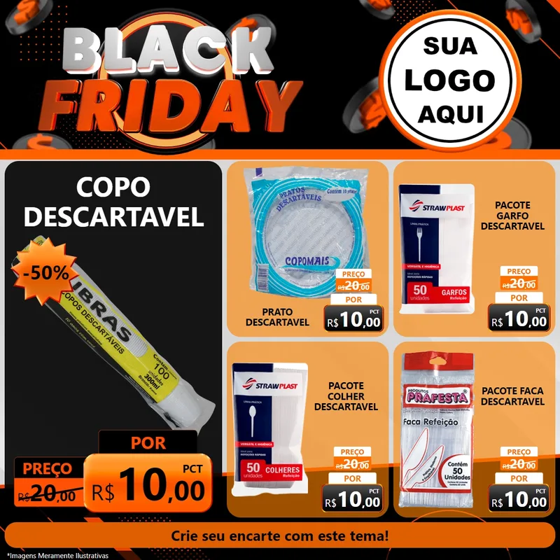 Modelo de Rede Social para Feed Facebook com o tema Black Friday para Embalagens