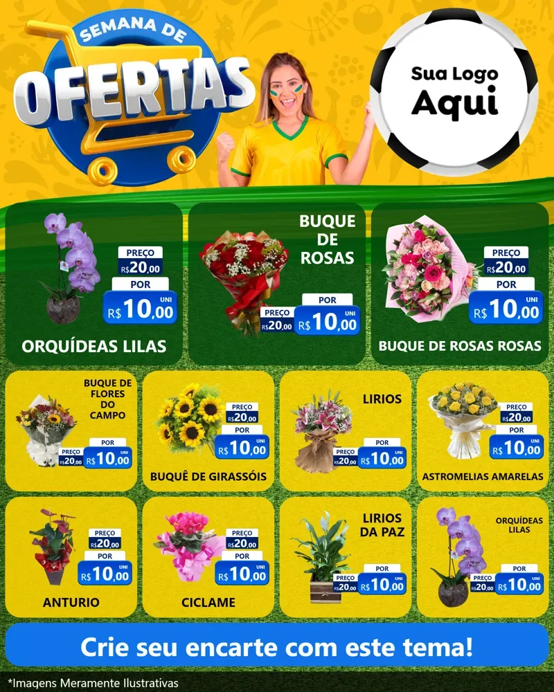Modelo de Rede Social para Feed Instagram com o tema Semana de Ofertas - Copa para Floricultura e jardim