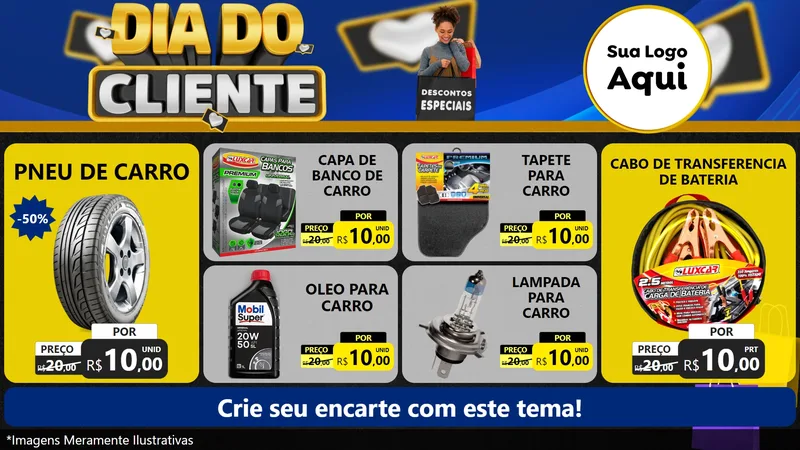 Modelo de TV para TV Horizontal com o tema Dia Do Cliente para Auto peças