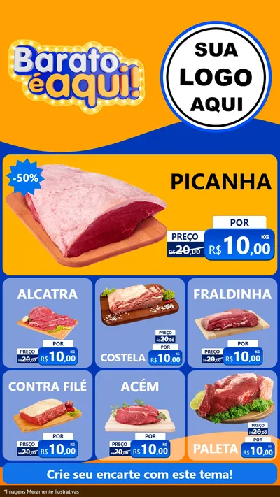 Modelo de Rede Social para Stories com o tema Barato é aqui para Açougue