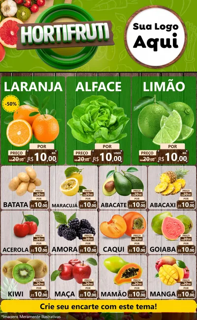 Modelo de Encarte para Encarte Grande com o tema Hortifruti Ofertas para Hortifrúti