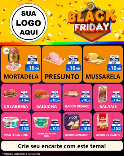 Modelo de Rede Social para Feed Instagram com o tema Black Friday para Frios e Laticínios
