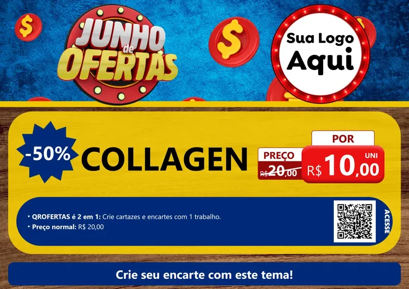 Modelo de Cartaz para Cartaz A4 Horizontal com o tema Junho de Ofertas para Suplementos alimentares