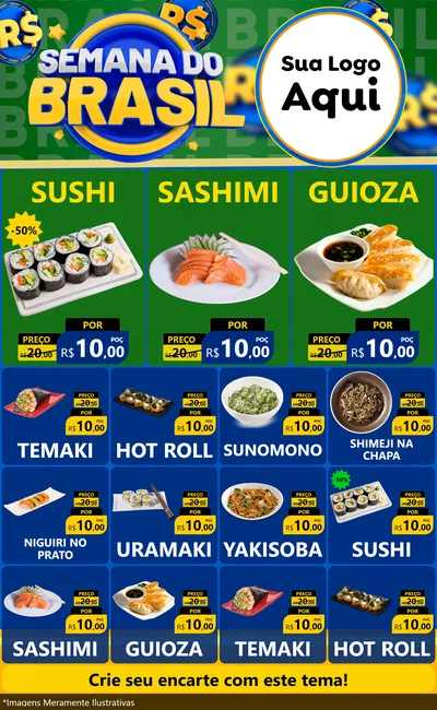 Modelo de Encarte para Encarte Grande com o tema Semana Do Brasil para Comida japonesa