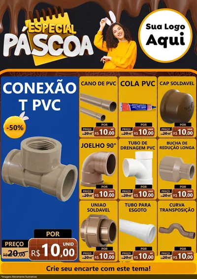 Modelo de Encarte para Encarte A4 Vertical com o tema Especial Páscoa para Tubos e conexões