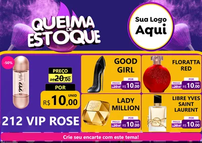 Modelo de Encarte para Encarte A4 Horizontal com o tema Queima de Estoque para Perfumes