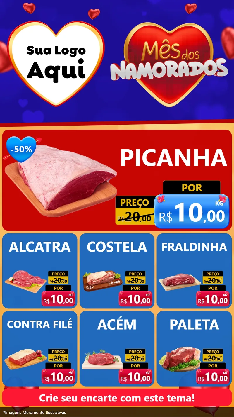 Modelo de Rede Social para Stories com o tema Mês dos Namorados para Açougue