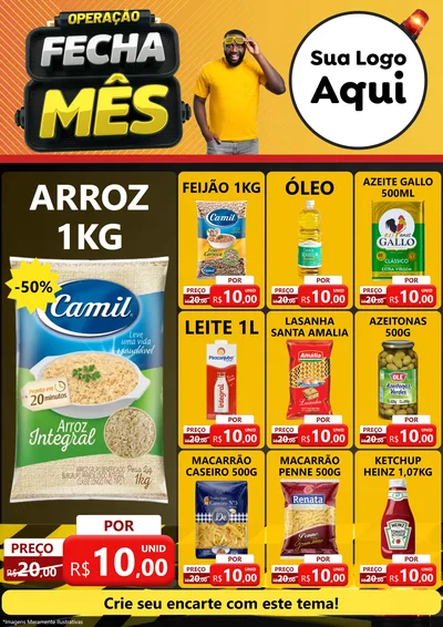 Modelo de Encarte para Encarte A4 Vertical com o tema Operação Fecha Mês para Supermercado