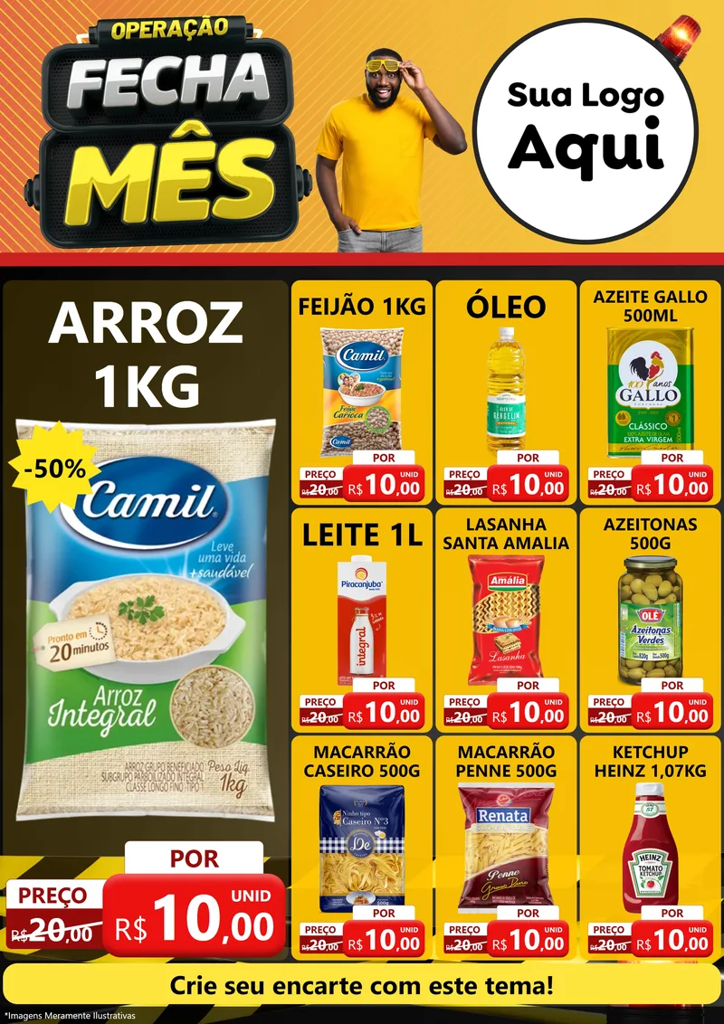Modelo de Encarte para Encarte A4 Vertical com o tema Operação Fecha Mês para Supermercado