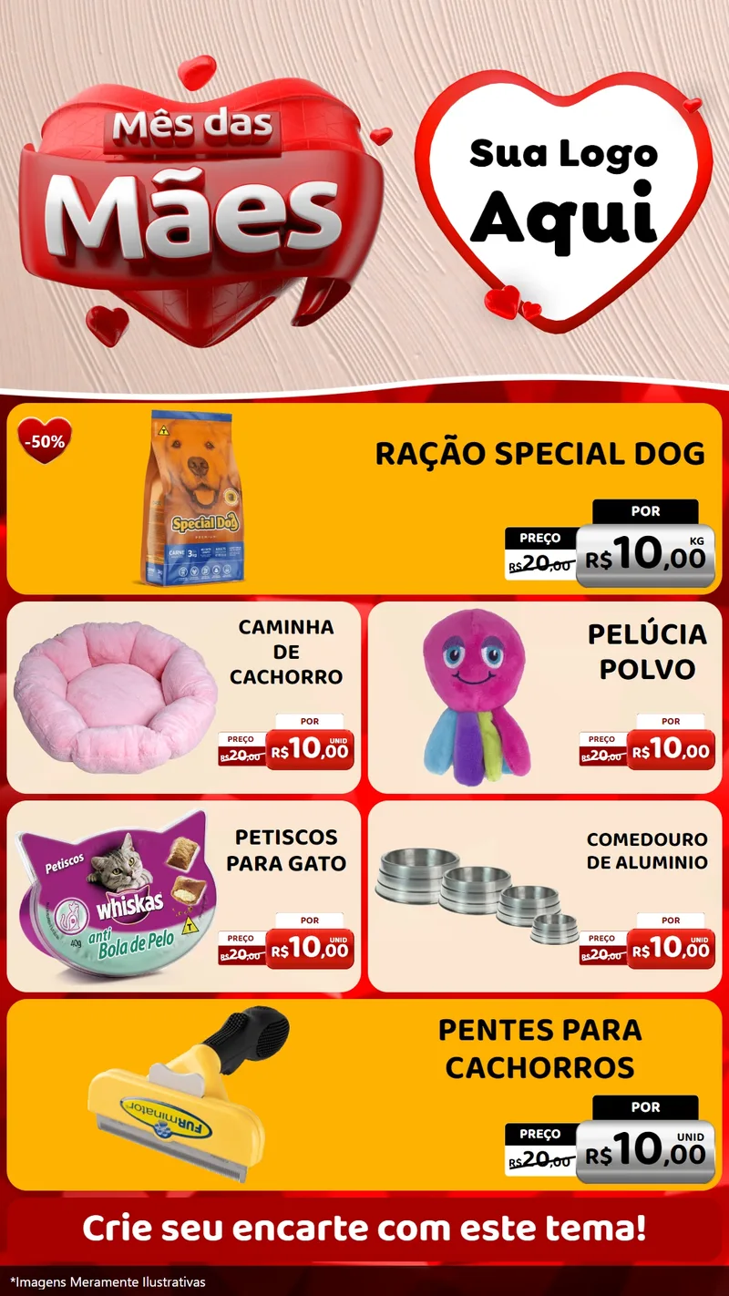 Modelo de TV para TV Vertical com o tema Mês das Mães para Pet Shop