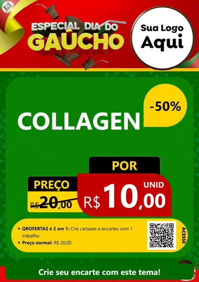 Modelo de Cartaz para Cartaz A4 Vertical com o tema Especial Dia do Gaúcho para Suplementos alimentares