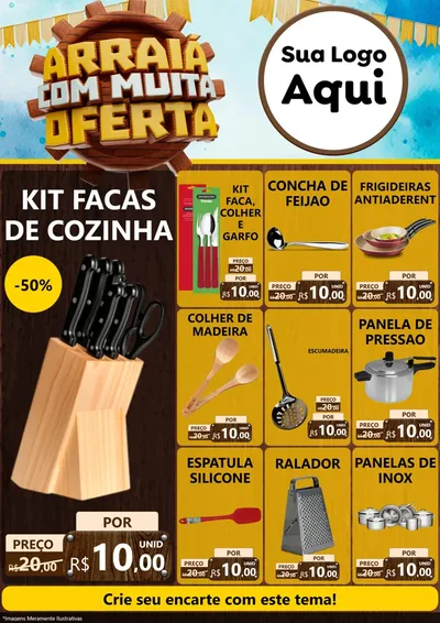 Modelo de Encarte para Encarte A4 Vertical com o tema Ofertas de São João - Junina para Utilidades Domésticas