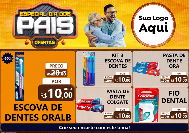 Modelo de Encarte para Encarte A4 Horizontal com o tema Especial Dia dos Pais para Higiene Pessoal