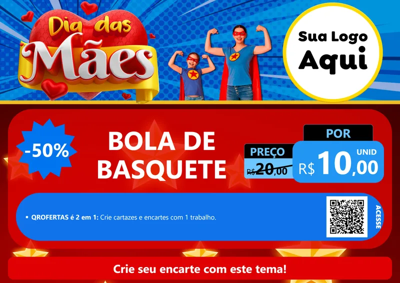 Modelo de Cartaz para Cartaz A4 Horizontal com o tema Dia das Mães para Artigos Esportivos