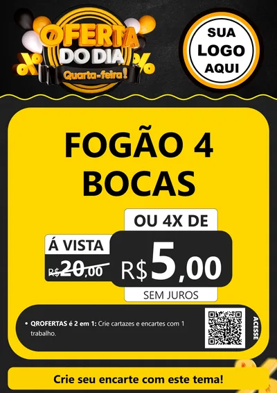 Modelo de Cartaz para Cartaz A4 Vertical com o tema Oferta do Dia - Quarta Feira! para Móveis e Eletro