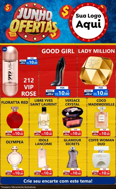 Modelo de Encarte para Encarte Grande com o tema Junho de Ofertas para Perfumes