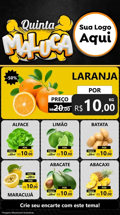 Modelo de Rede Social para Stories com o tema Quinta Maluca para Hortifrúti