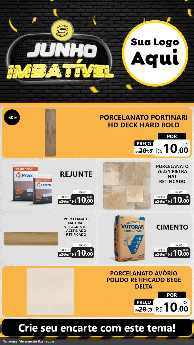 Modelo de TV para TV Vertical com o tema Junho Imbatível para Pisos e revestimentos