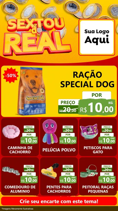 Modelo de Rede Social para Stories com o tema Sextou do Real para Pet Shop