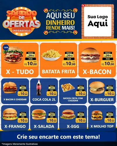 Modelo de Rede Social para Feed Instagram com o tema Sábado de Ofertas Imperdíveis para Hamburgueria