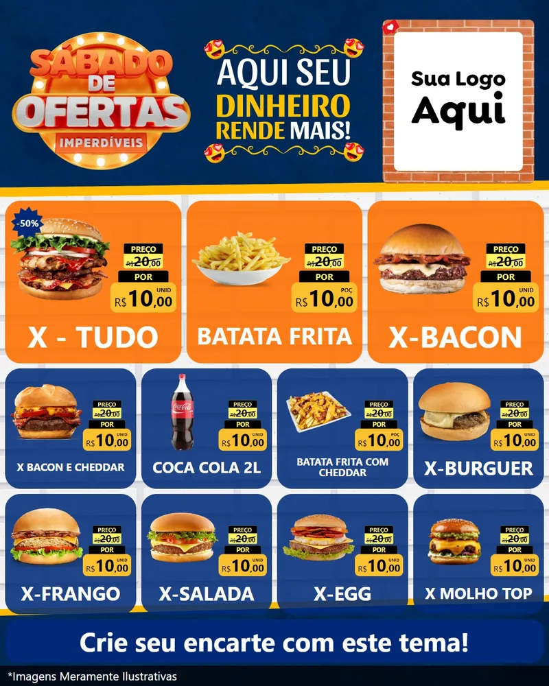 Modelo de Rede Social para Feed Instagram com o tema Sábado de Ofertas Imperdíveis para Hamburgueria