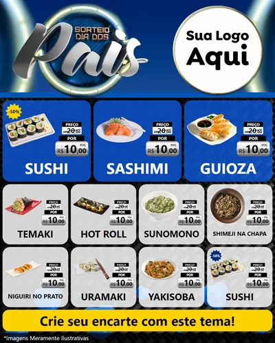 Modelo de Rede Social para Feed Instagram com o tema Sorteio Dia Dos Pais para Comida japonesa