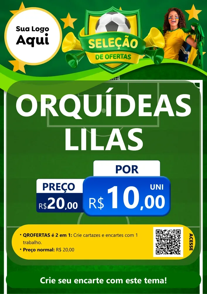 Modelo de Cartaz para Cartaz A4 Vertical com o tema Seleção de Ofertas - Copa para Floricultura e jardim
