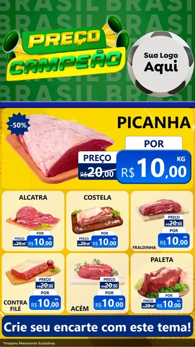 Modelo de Rede Social para Stories com o tema Preço Campeão - Copa para Açougue