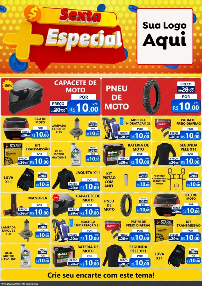 Modelo de Encarte para Encarte A4 Vertical com o tema Sexta Mais Especial para Moto peças
