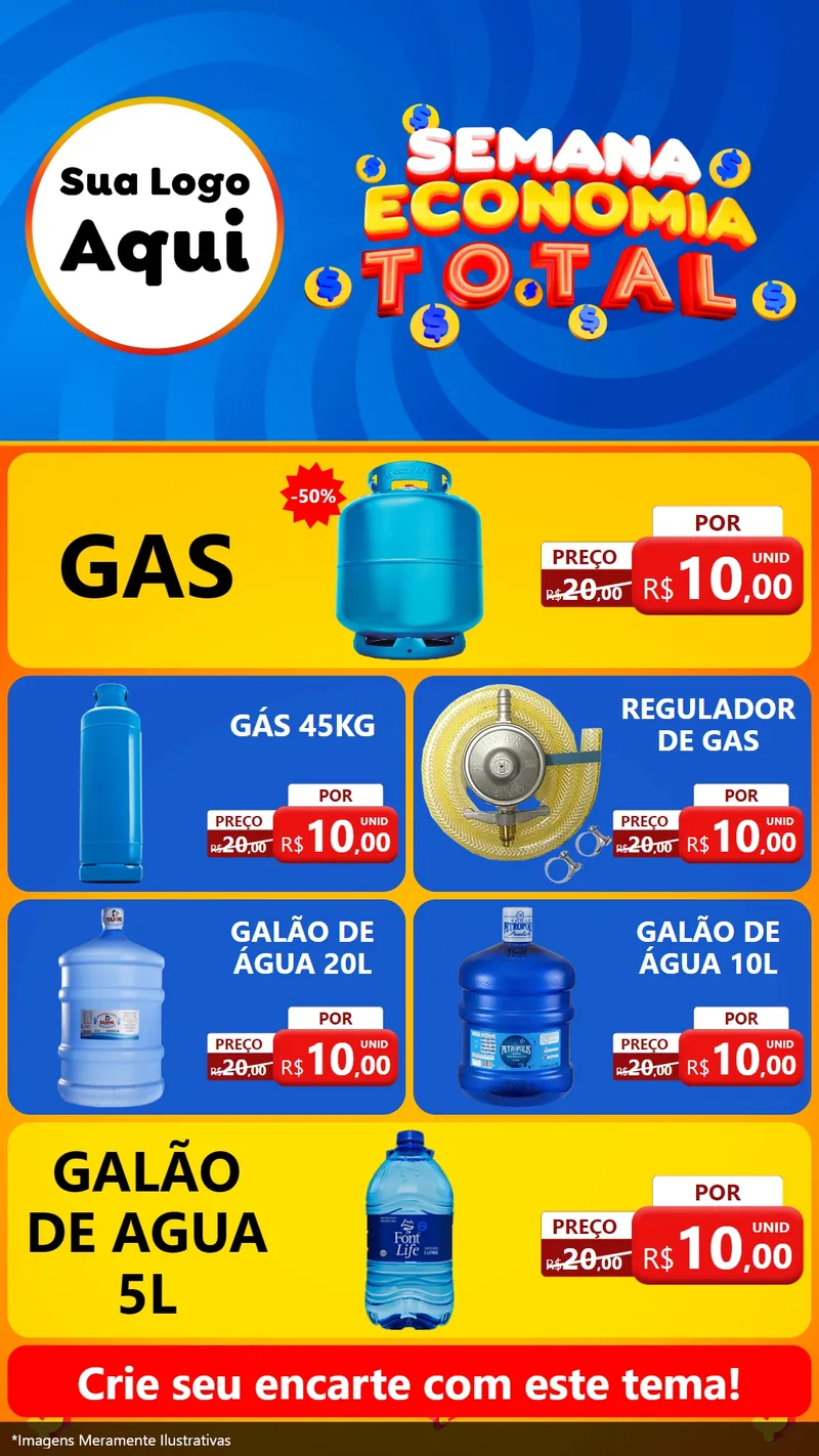 Modelo de TV para TV Vertical com o tema Semana Economia Total para Água e gás