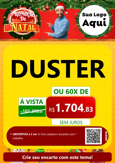 Modelo de Cartaz para Cartaz A4 Vertical com o tema Promoção de Natal para Concessionaria de Carros