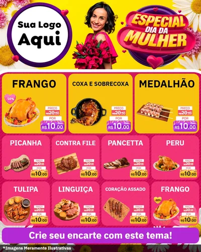 Modelo de Rede Social para Feed Instagram com o tema Especial Dia da Mulher para Assados