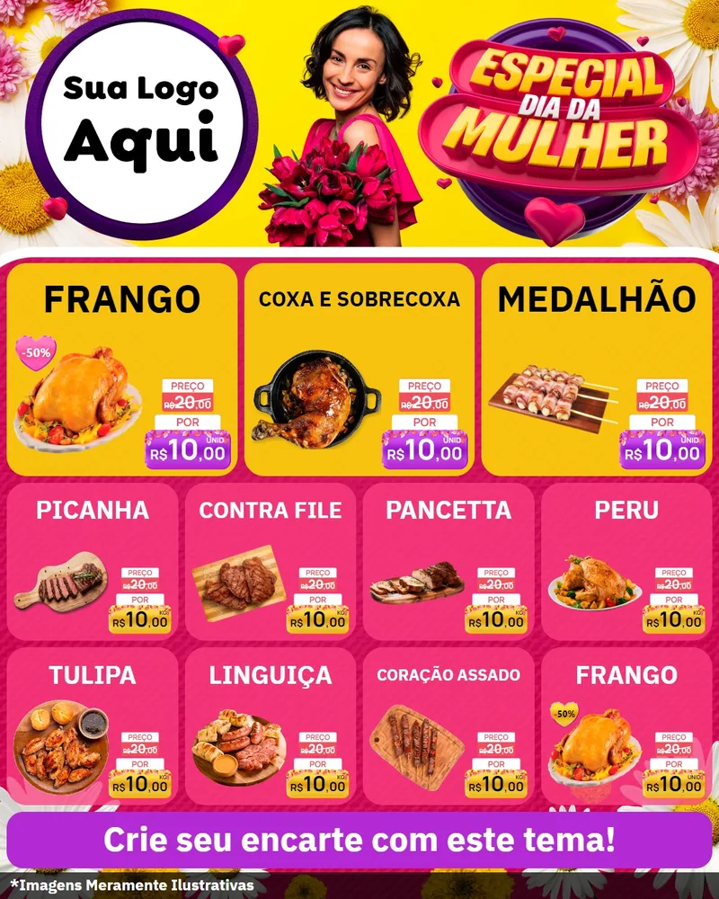 Modelo de Rede Social para Feed Instagram com o tema Especial Dia da Mulher para Assados