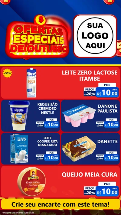 Modelo de TV para TV Vertical com o tema Ofertas Especiais de Outubro para Frios e Laticínios