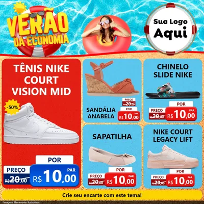 Modelo de Rede Social para Feed Facebook com o tema Verão da Economia para Calçados