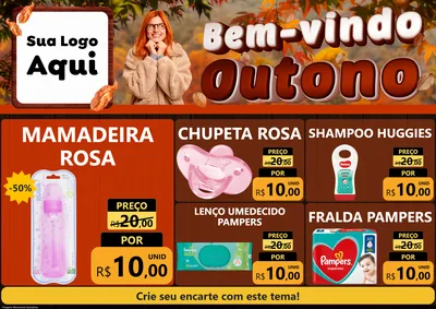 Modelo de Encarte para Encarte A4 Horizontal com o tema Bem-vindo Outono para Bebês