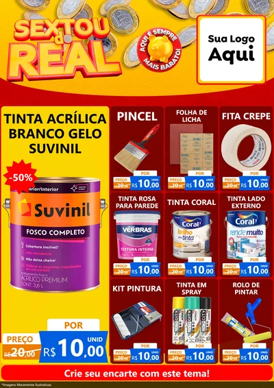 Modelo de Encarte para Encarte A4 Vertical com o tema Sextou do Real para Tintas e Ferramentas