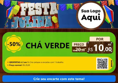 Modelo de Cartaz para Cartaz A4 Horizontal com o tema Festa Julina para Produtos Naturais